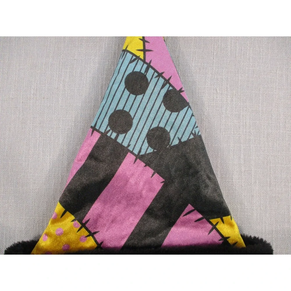 Disney‎ Nightmare Before Christmas Sally Patchwork Santa Hat Black Faux Fur Ruz